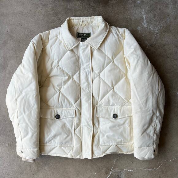 VINTAGE EDDIE BAUER GOOSE DOWN PUFFER JACKET WHITE SKYLINER XL